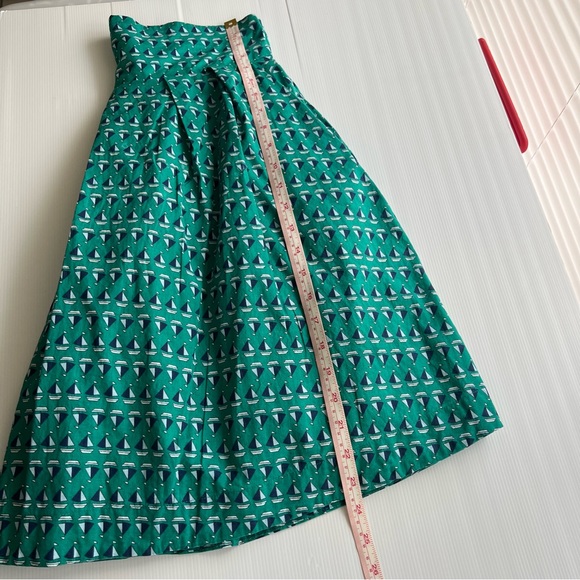 Emily and Fin Skirt Boat Nautical Green High Waist Pleated Pockets Retro Size L - Picture 13 of 13
